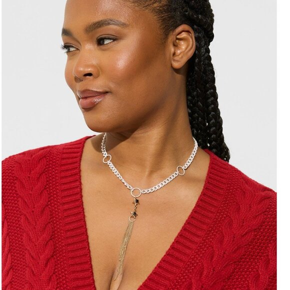 TORRID Celestial Y Necklace Moon Stars Mixed Metal Gold Silver NEW - Picture 3 of 3